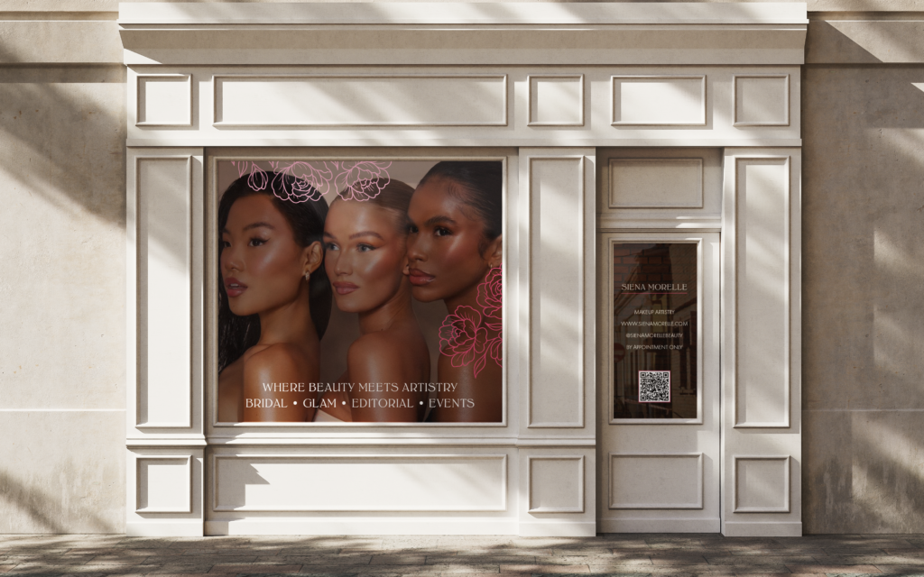 Window sticker design for a Make up Artist, Made by Graphicbyindy based in Nijmegen, Netherlands